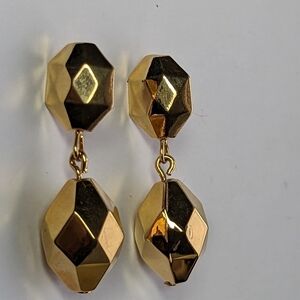 AVON Vintage 1990 Gold tone reflective disco reflective oval earrings